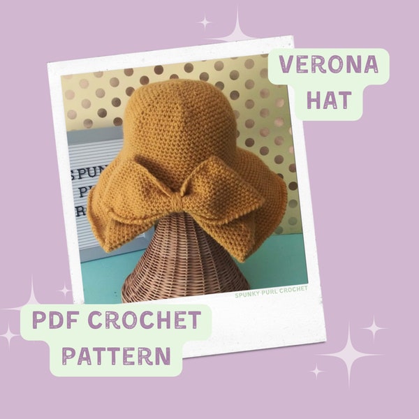 Verona Hat Pattern - Sun Hat Crochet Hat - Wide Brim Hat Crochet Pattern - Crochet Pattern - Easy Crochet Pattern - Crochet Hat Pattern