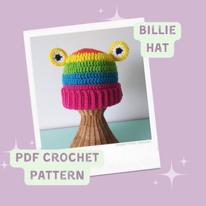 Billie Hat Pattern - Crochet Pattern - Rainbow Frog - Pride Frog - Frog Crochet Pattern - LGBTQ - Froggy - Folded Brim Easy Pattern