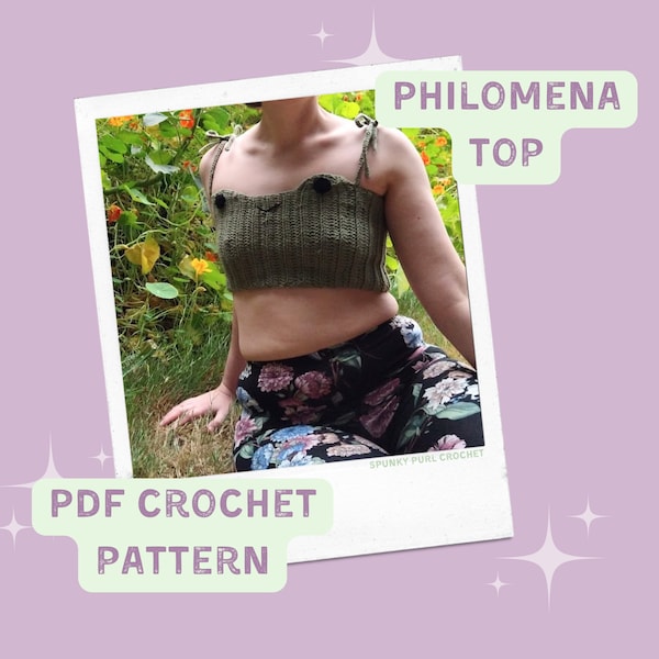 Philomena Top - Crochet Pattern - Size Inclusive Crochet - Frog Crop Top - Froggy - Summer Outfit - Shirt - Festival Wear - Kawaii