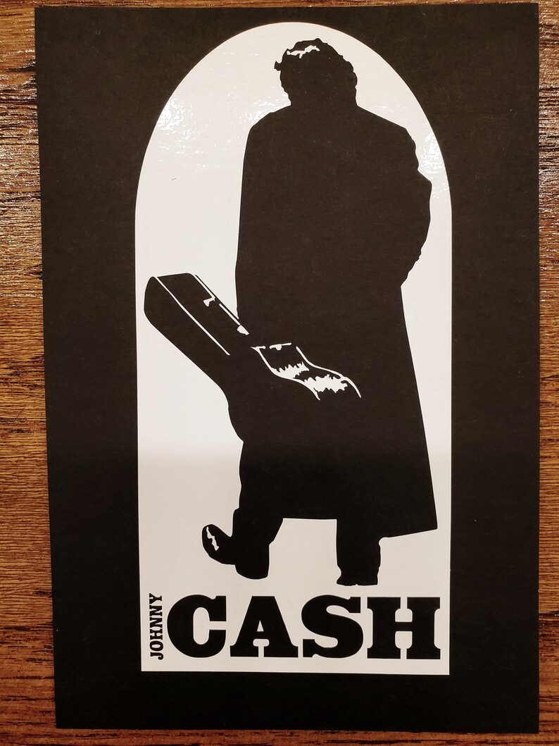 Johnny Cash White Vinyl Decal Etsy