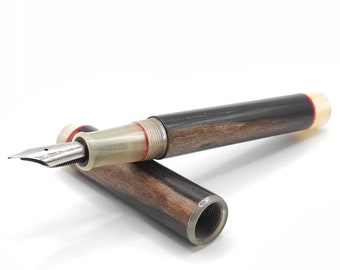 Pluma estilográfica sin kit en ébano y acrílico/Pluma estilográfica a medida de ébano y acrílico