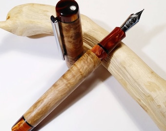 Pluma estilográfica sin kit fabricada en arce y acrílico - Disponible en 10 días laborables
