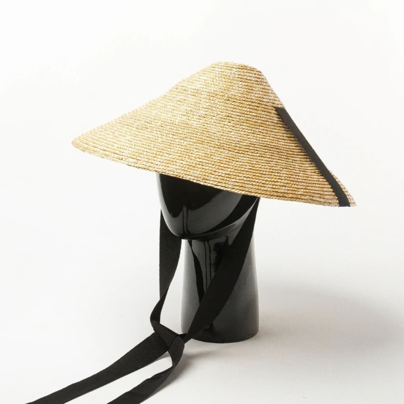Chinese Style conical straw hat with ribbon summer wide brim Etsy