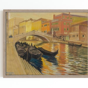 Venice Canal CANVAS ROLLS Art Print | Oil Italian River Landscape | Old Town Painting | 19th Century Art Print | American Art