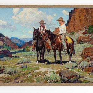 Cowboys Mountain CANVAS ROLLS Art Print | Oil Painting Old West | Western Horse Riders Painting | 19th Century Art Print | American Art