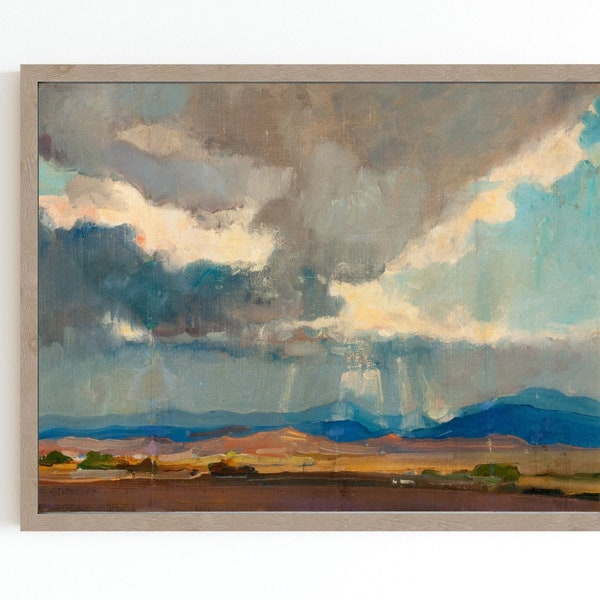 Clouds Blue Sky CANVAS ROLLS Art Print | Oil Prairie Old West | Western Landscape Painting | 19th Century Art Print | American Art