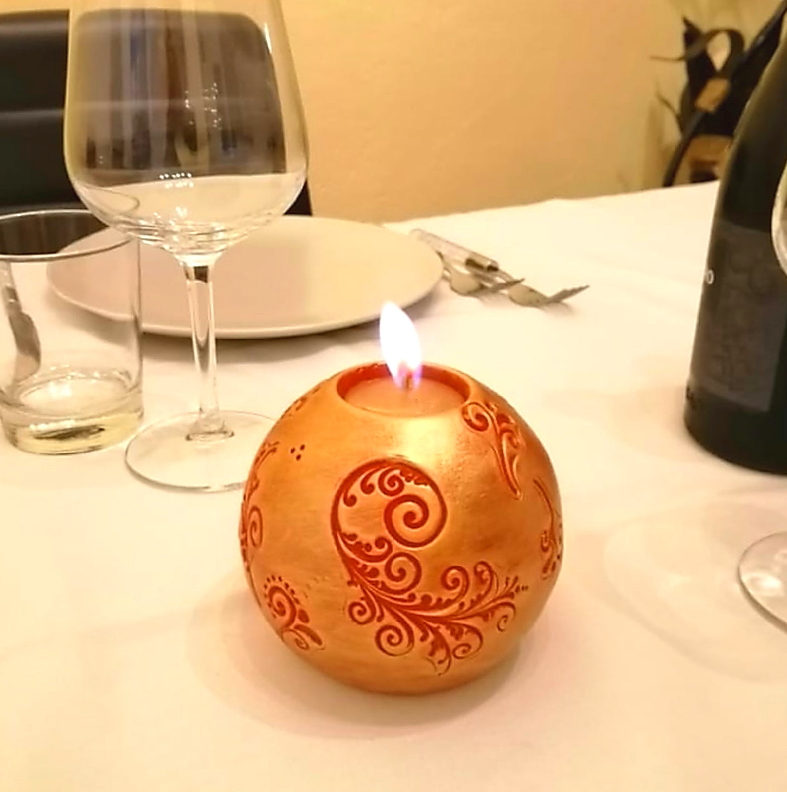 Large Round Candle. Carved Candle. Handmade Candles. Craft Etsy