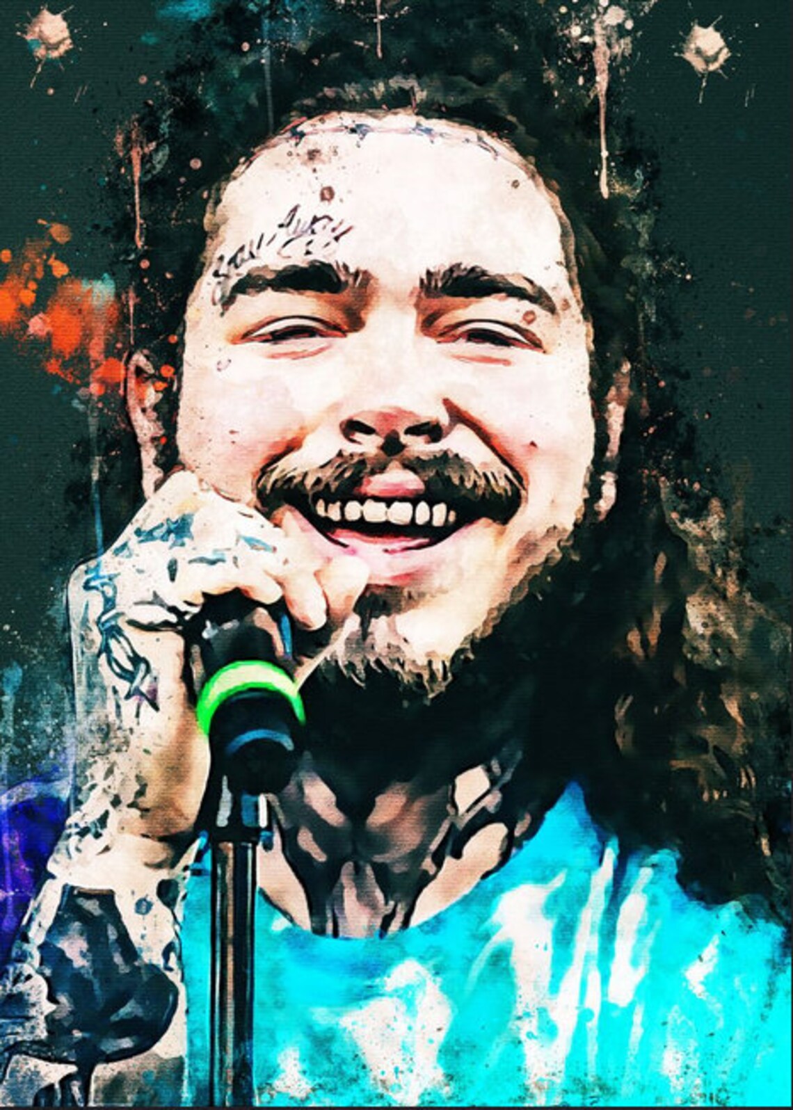 Post Malone Art Prints Wall Decor Living Room Wall Ready To Etsy