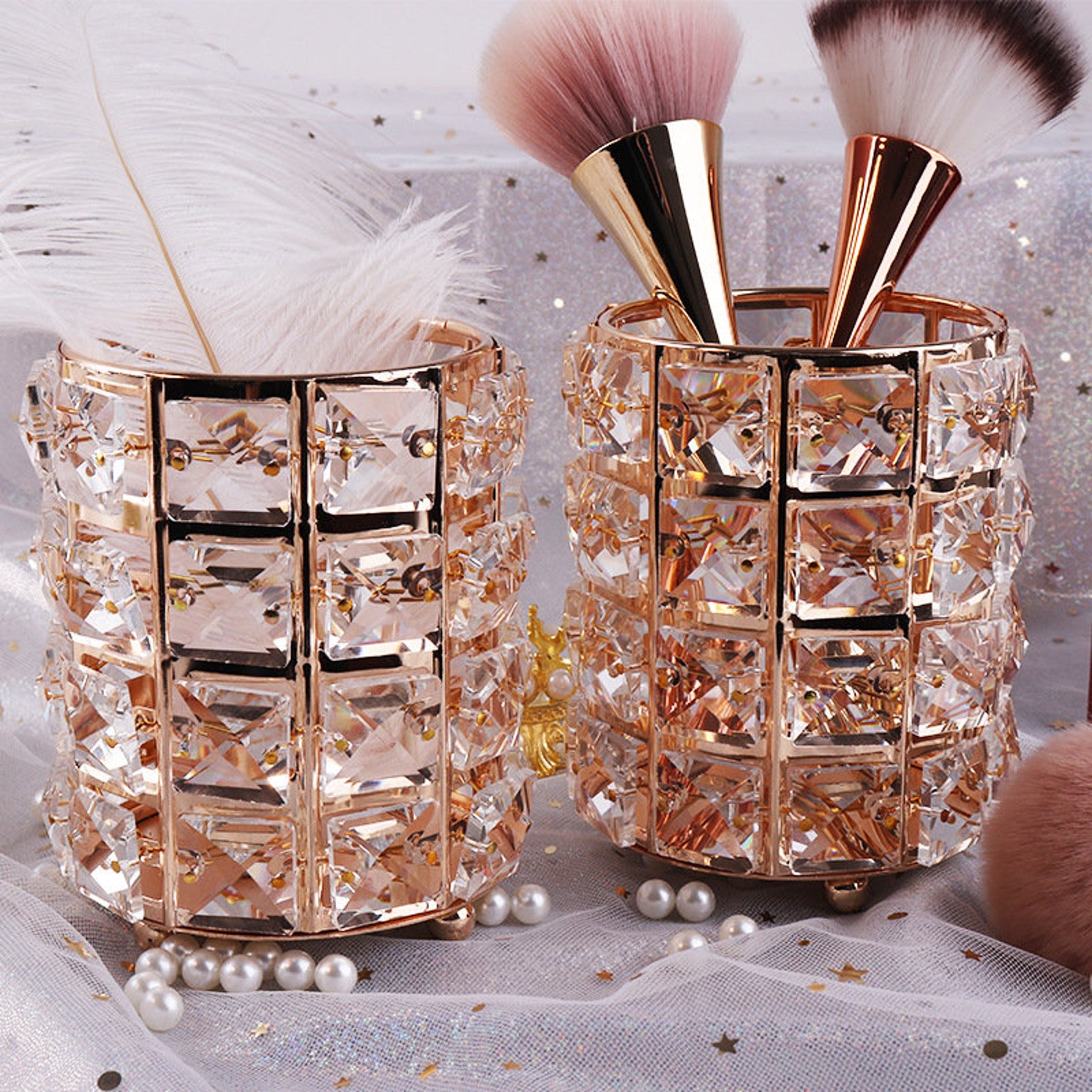 Handmade Crystal Makeup Brush Holder Bedazzled Makeup Brush Etsy UK