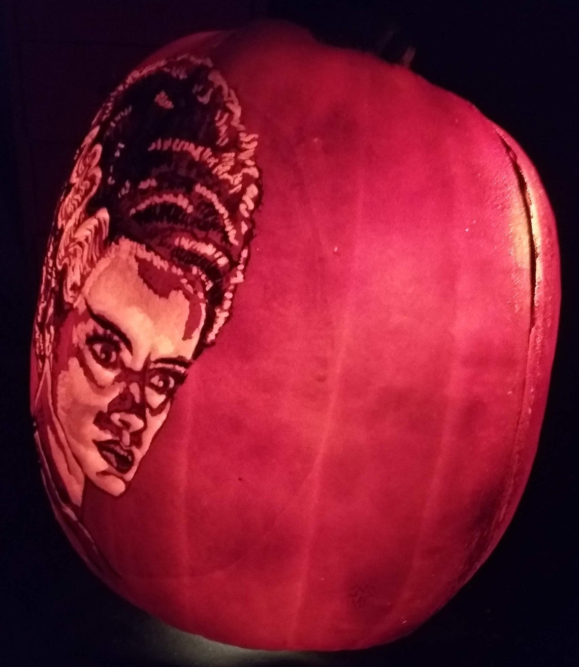 Bride of Frankenstein Hand Carved Pumpkin Etsy