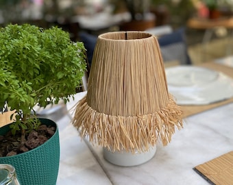 Table Lighting, Battery Lighting, Led Cordless Table Lamp Raffia Lighting, Bohemian Style Lamp, Bedside Lamp, Restaurant, Hotel Lamp