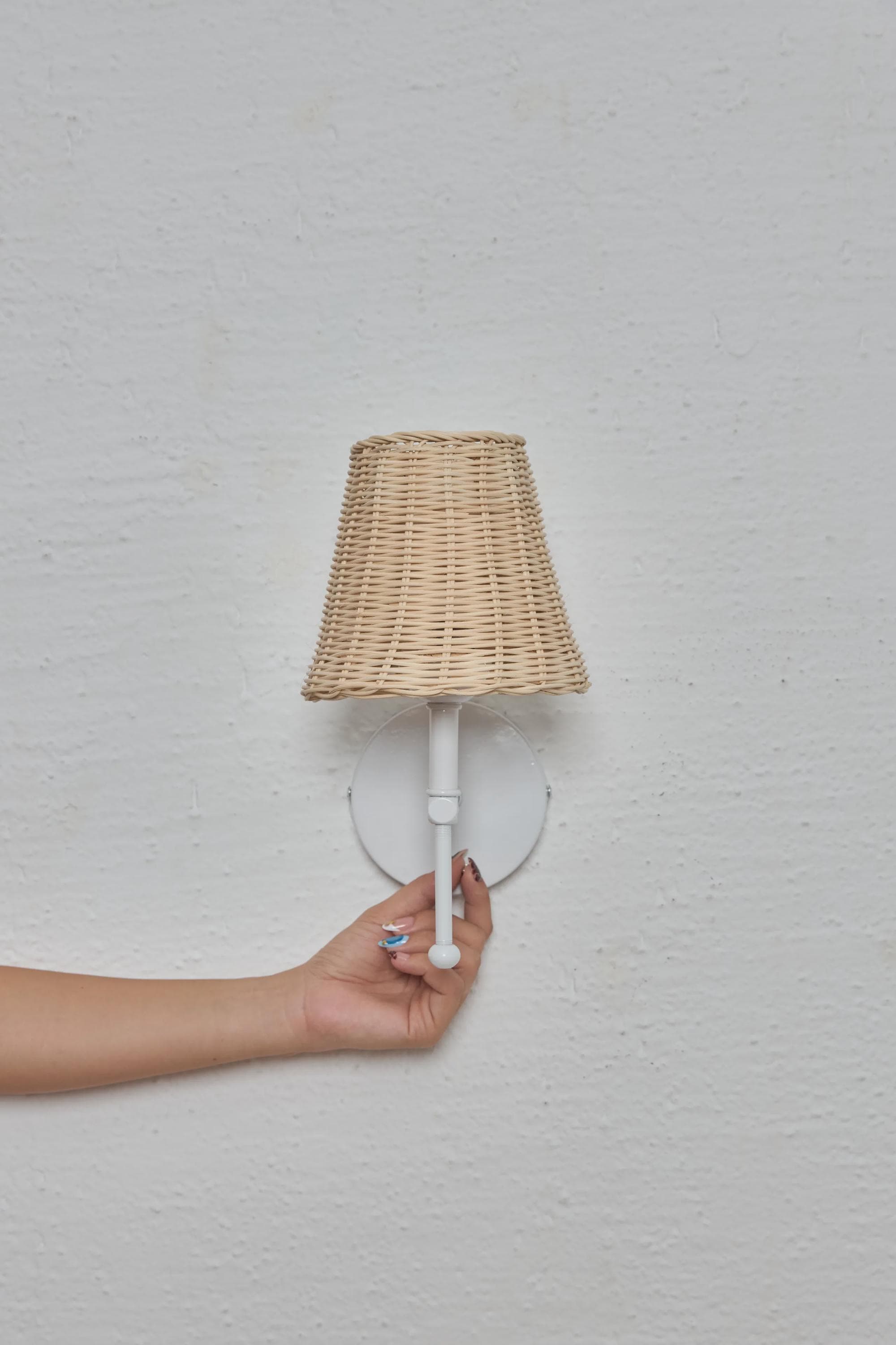 Rattan Wicker Wall Sconce, Boho Wall Lamp, Bedside Lighting