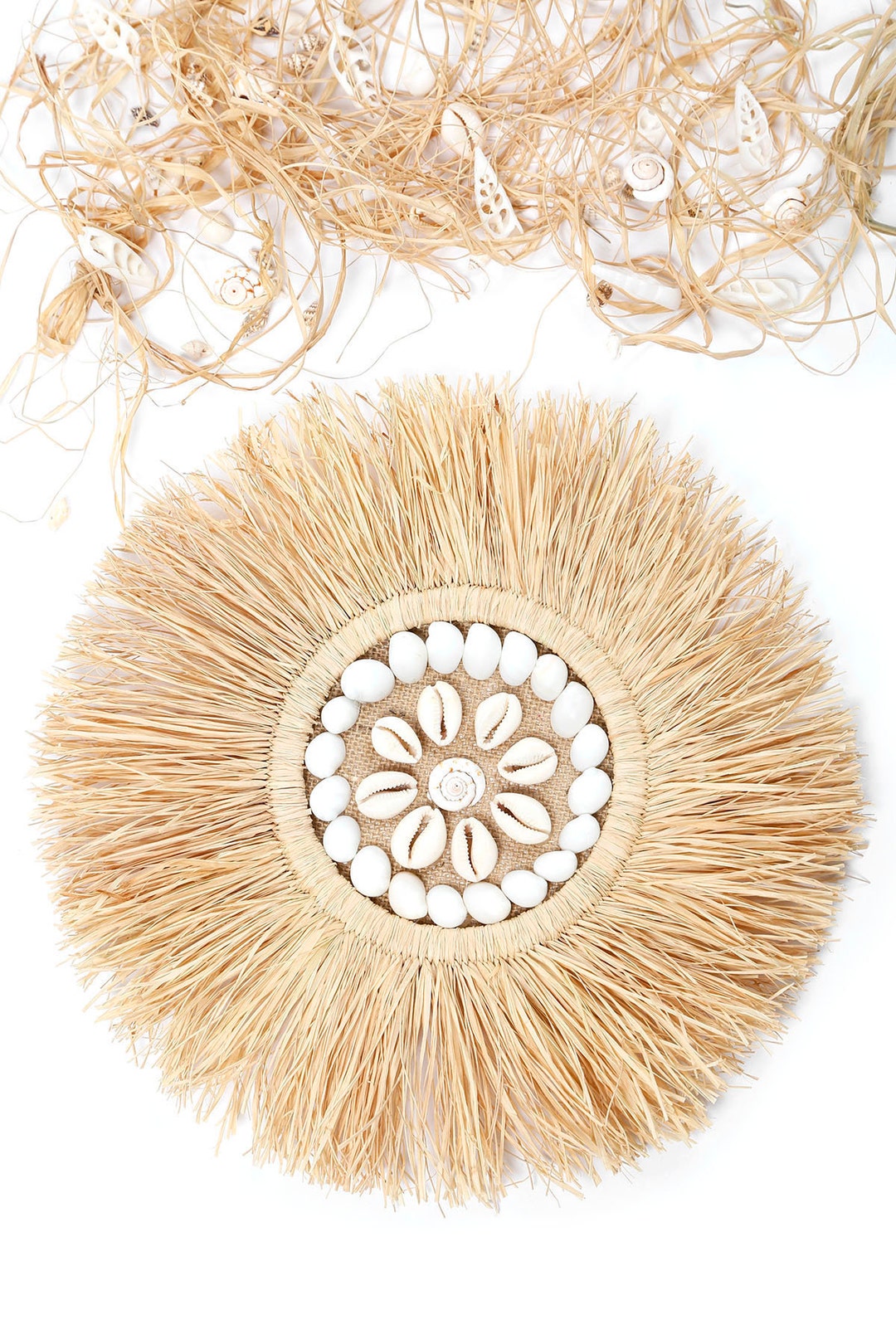 Seashell Raffia Wall Hanging, Boho Home Decor (12 Inch) - Etsy