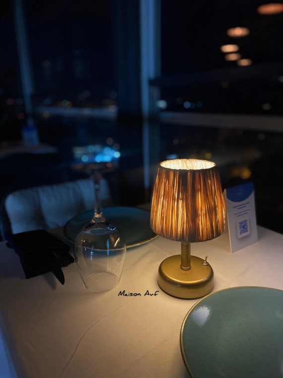 Table Lighting Raffia Portable Battery Powered Lighting Led
