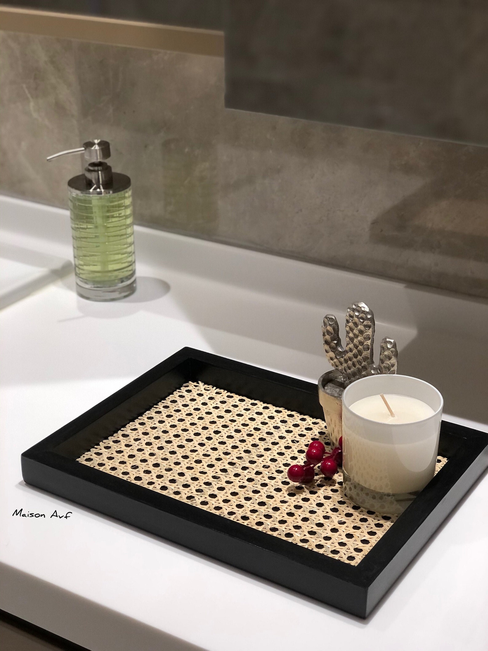 HandWoven Black Natural Rattan Tray Hazeran Tray Rattan Etsy