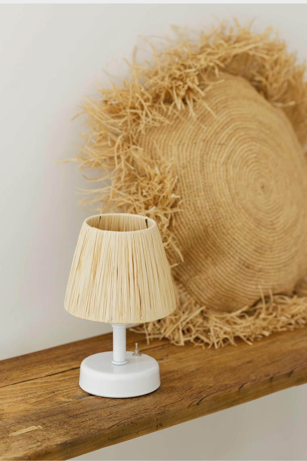 Handmade Raffia Table Lamp – Boho Coastal Decor, Wireless LED - Etsy