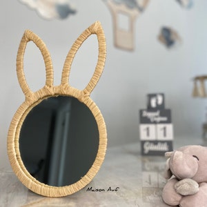 Rabbit Raffia Mirror, Rabbit, Raffia, Mirror, Children&#39;s Rooms, Baby Rooms