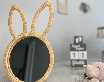 Rabbit Raffia Mirror, Rabbit, Raffia, Mirror, Children's Rooms, Baby Rooms