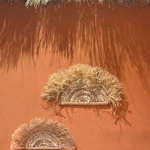 Raffia Wall Hanging, 2 Pieces Set, Boho, Bohemian Wall Decor, Wall Art Home Rustic Modernized Style, Raffia Wall Decor, Home Decor, Raffia