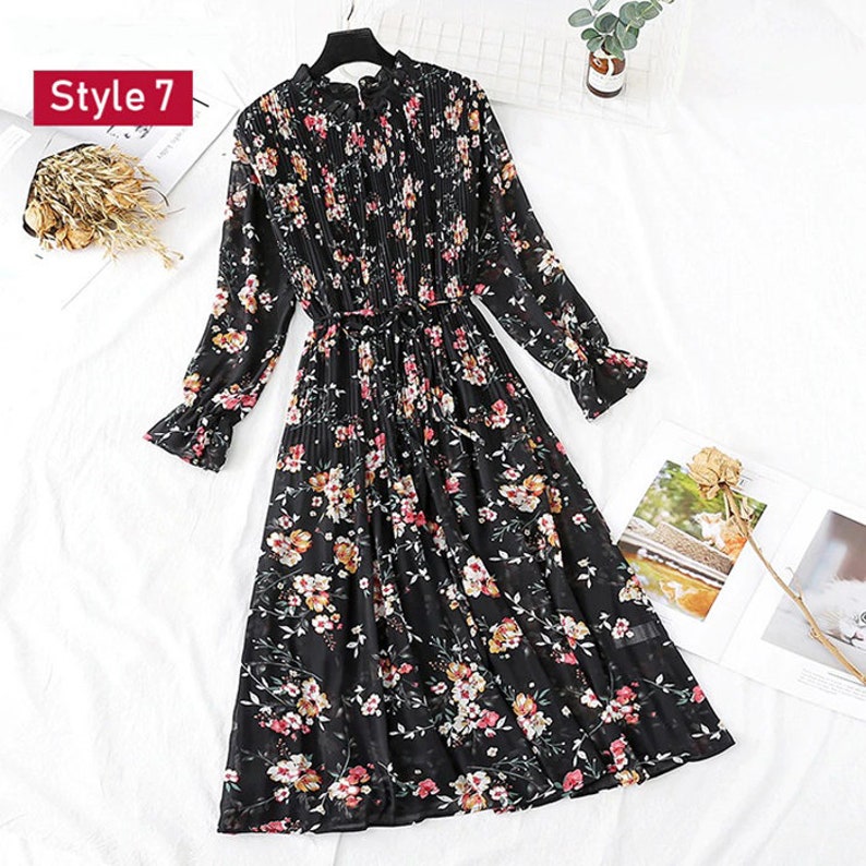 Vintage dress Aesthetic Cottagecore Clothing Goddess dress Floral knit Fabric