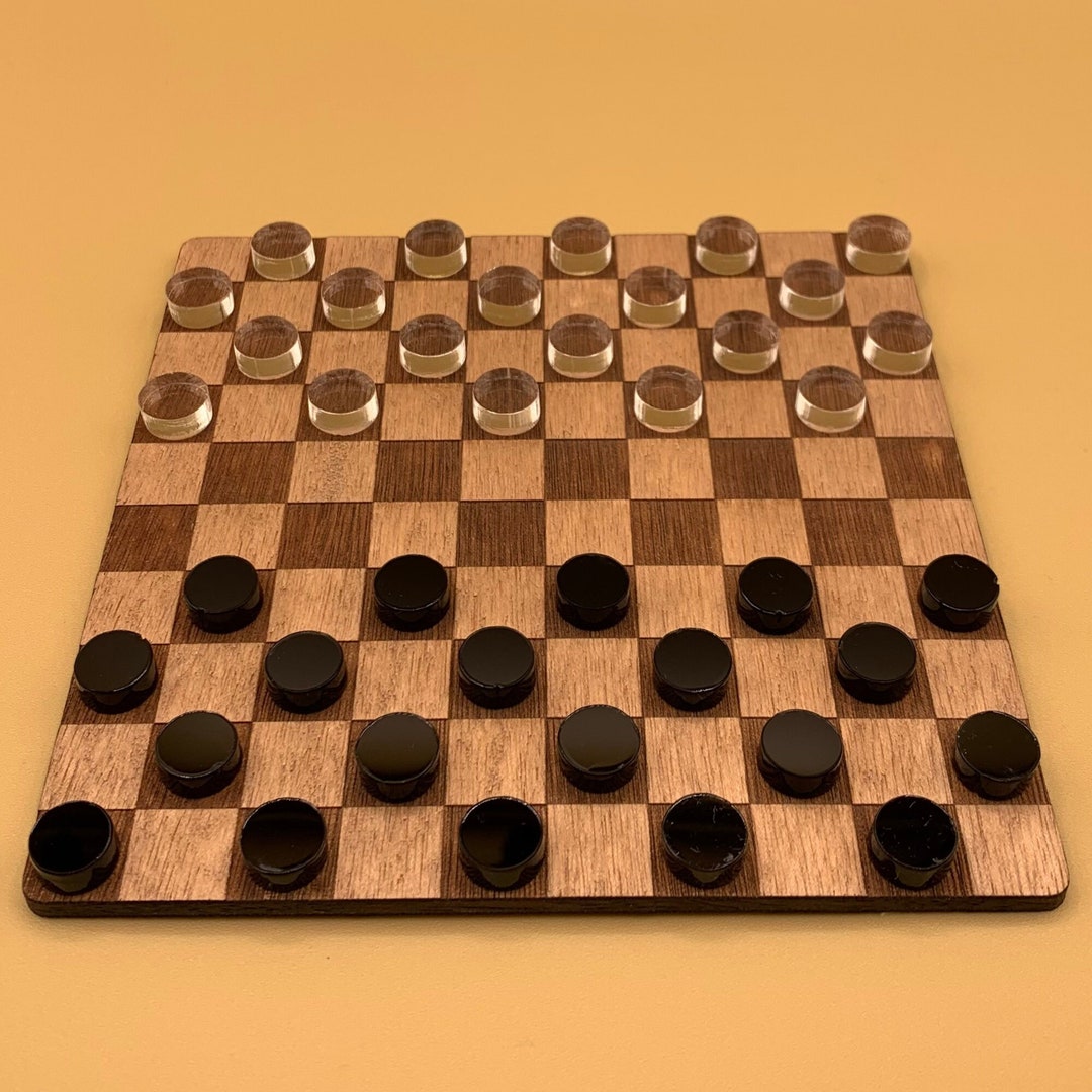 Wooden Checkers Game, Travel Checkers, Wooden Board Game, Travel Game