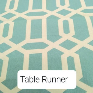 Geometric Table Runner, Bed Runner, Table Linen, Wedding, Banquet, Dresser Scarf, Buffet Scarf, Deluxe Runner, Blue Runner, Dining, Serving