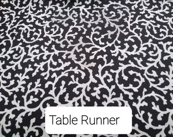 Corredor de mesa blanco y negro, Corredor de cama, Ropa de mesa, Corredor floral, Boda, Banquete, Pañuelo de tocador, Bufanda de buffet, Corredor de silla, Comedor