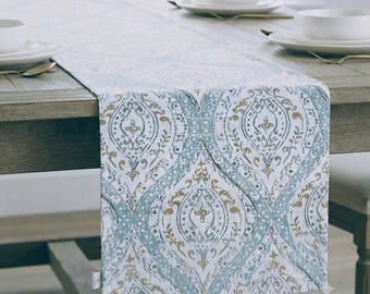 Blue Table Runner, Bed Runner, Table Linen, Wedding, Banquet, Dresser Scarf, Buffet Scarf, Deluxe Runner, Console Runner, Dining