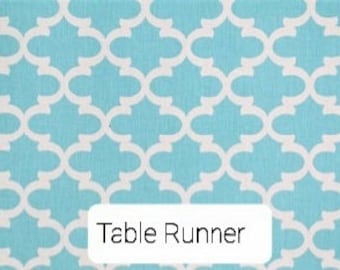 Geometric Table Runner, Bed Runner, Table Linen, Wedding, Banquet, Dresser Scarf, Buffet Scarf, Deluxe Runner, Blue Runner, Dining, Serving