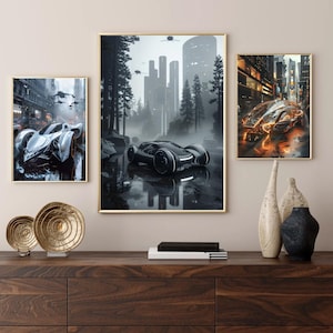 Neo Tokyo Sci-Fi Car Bundle | Futuristic Cyberpunk Vehicles - 3 Pack | Futuristic Digital Download Set