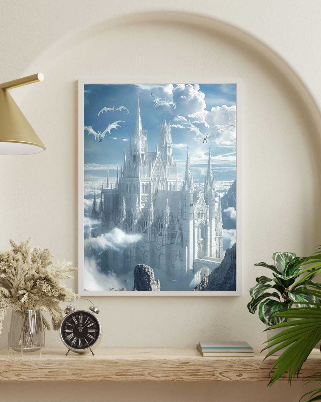 Elven Castle Fantasy Poster | White Gothic Architecture in Magical ...