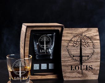 Personalized whiskey gift set - set number 348 - fantasy classic, Yggdrasil