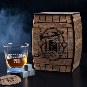 Personalized whiskey gift set, - set number 81 - probably tea, funny inscription, gift with humor