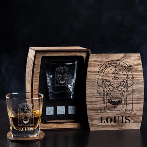 Coffret cadeau whisky personnalisé : verre gravé 344 - classique fantastique, parlez à des amis et buvez
