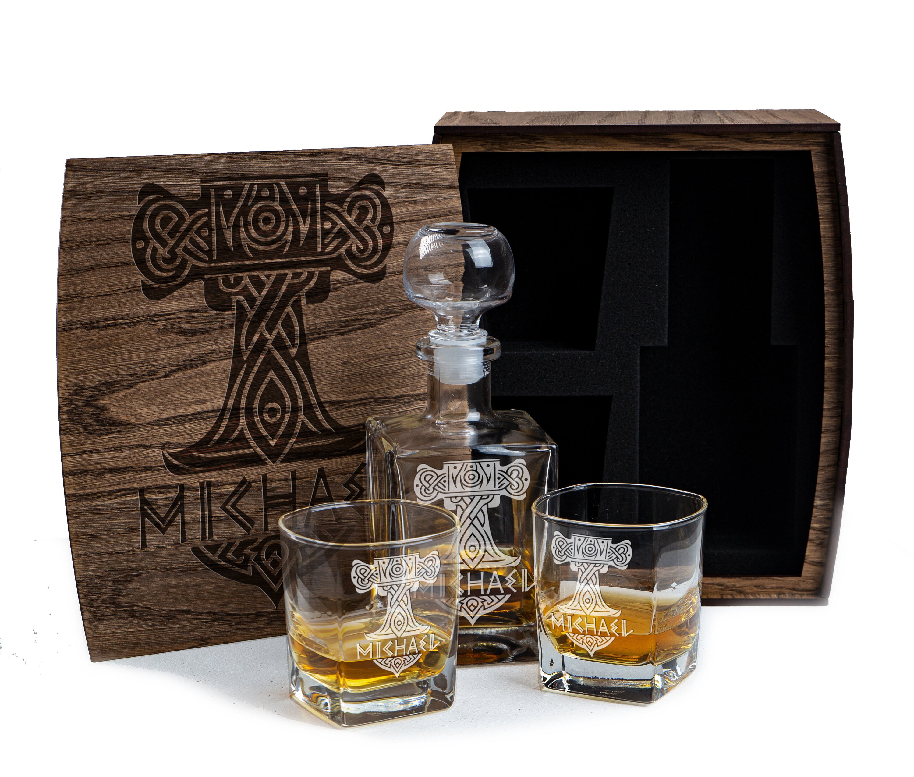 Decanter Whisky A Forma Di Martello Di Thor - Vetro, 400ml, Confezione Regalo - Foto 9