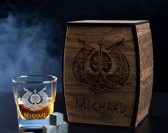 Personalized whiskey gift set, - set number 109 -  viking gift, viking ship, Drakkar, Viking boat