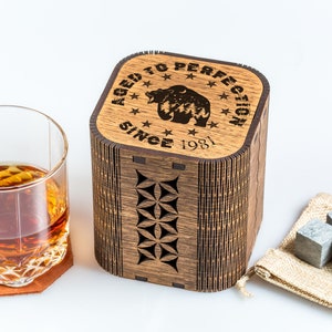 Glass with  Logo - set number 70 - Personalized whiskey gift set, gift for him, aged to perfection, birthday present