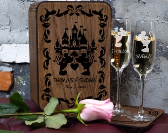 Personalized - 316 - Wedding Champagne Glasses with Engraved Wooden Box