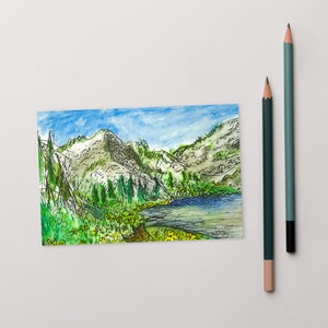 Alpensee Postkarte | Berg Wildblumen Colorado Postkarte | Gletscherlilien-Grußkarte