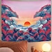 Trippy Ocean Wave Tapestry | Sunset Wall Tapestry | 3D Great Wave Wall Hanging | Tapestry Decor for Room Bedroom | Modern Art Wall Hanging
