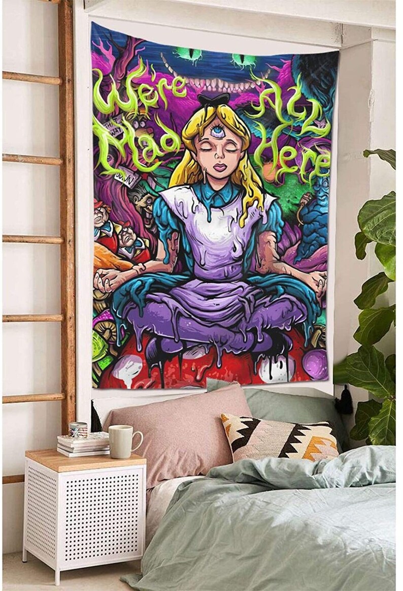 Psychedelic Alice Wall Tapestry Anime 3rd Eye Trippy Etsy Uk