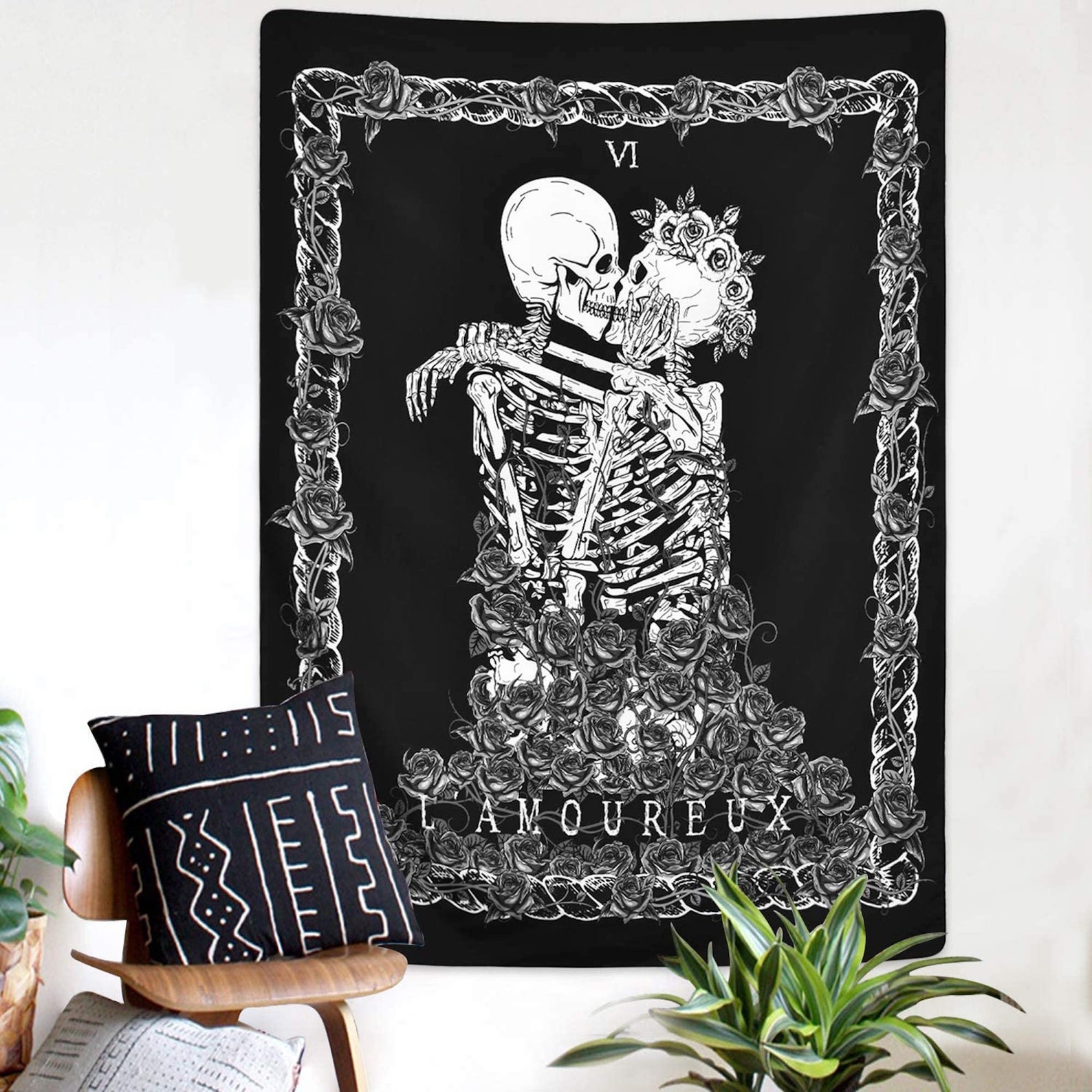 Skull Tapestry Skeleton Tapestry Kissing Lovers Tapestry With Etsy UK