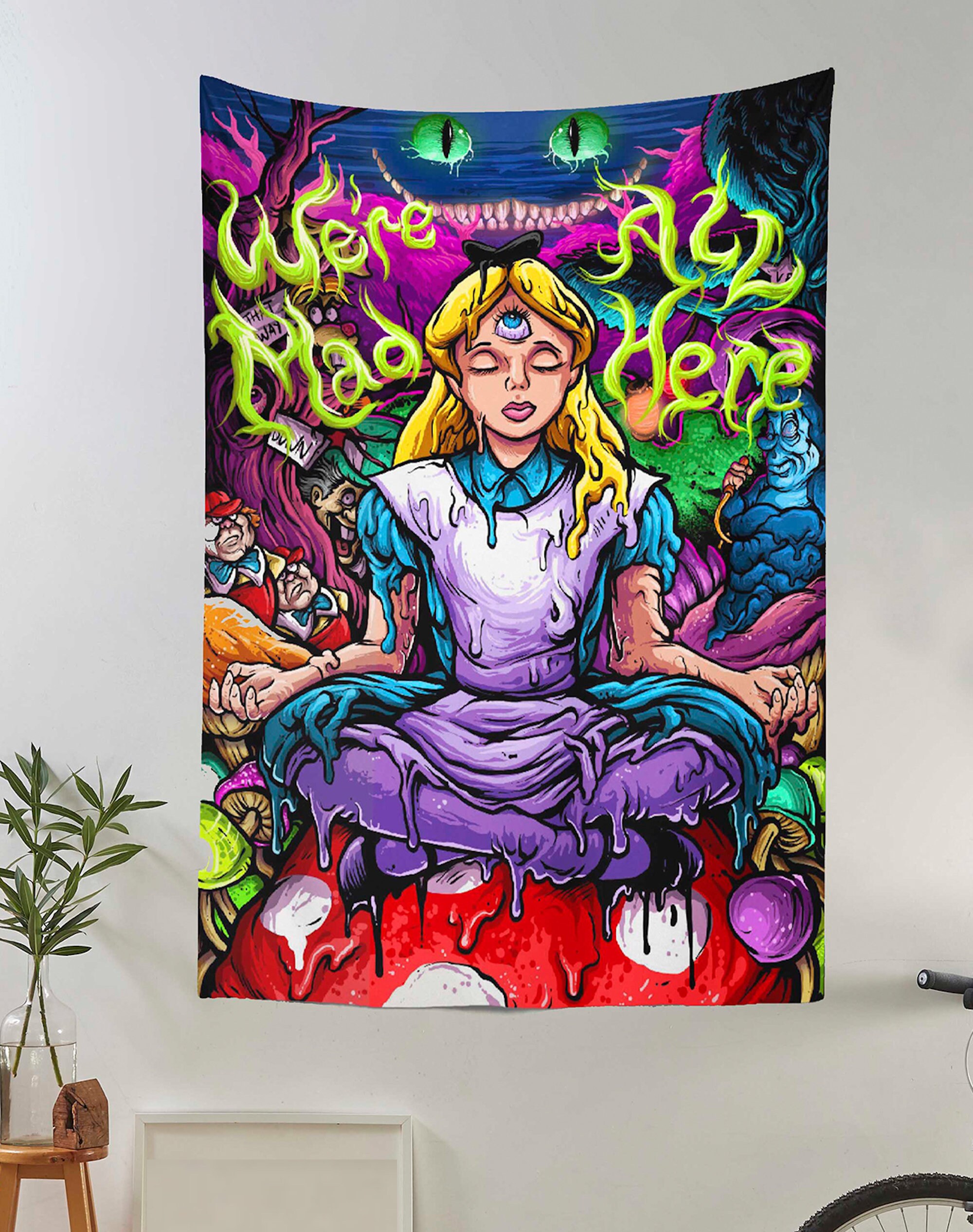 Psychedelic Alice Wall Tapestry Anime 3rd Eye Trippy Etsy Uk
