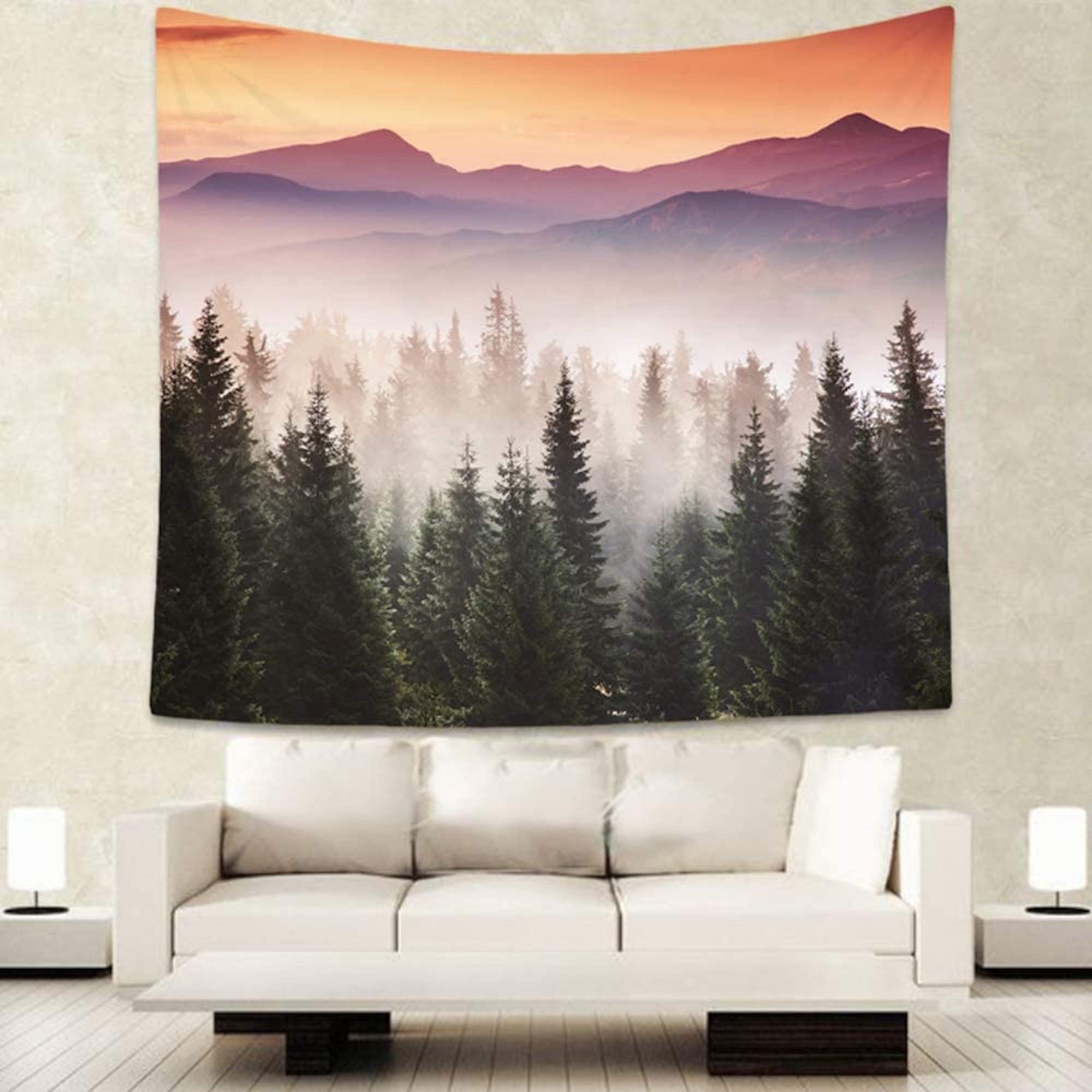 Fog Mountain Tapestry Art Wall Hanging Sofa Table Bed Cover Home Decor 