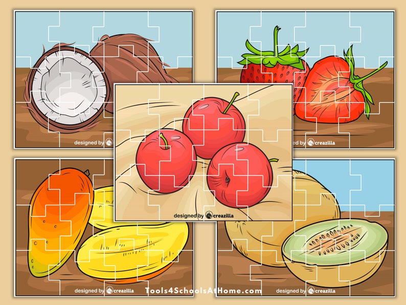 12 Printable Fruit Jigsaw Puzzles & Miniature Storage Boxes - Etsy