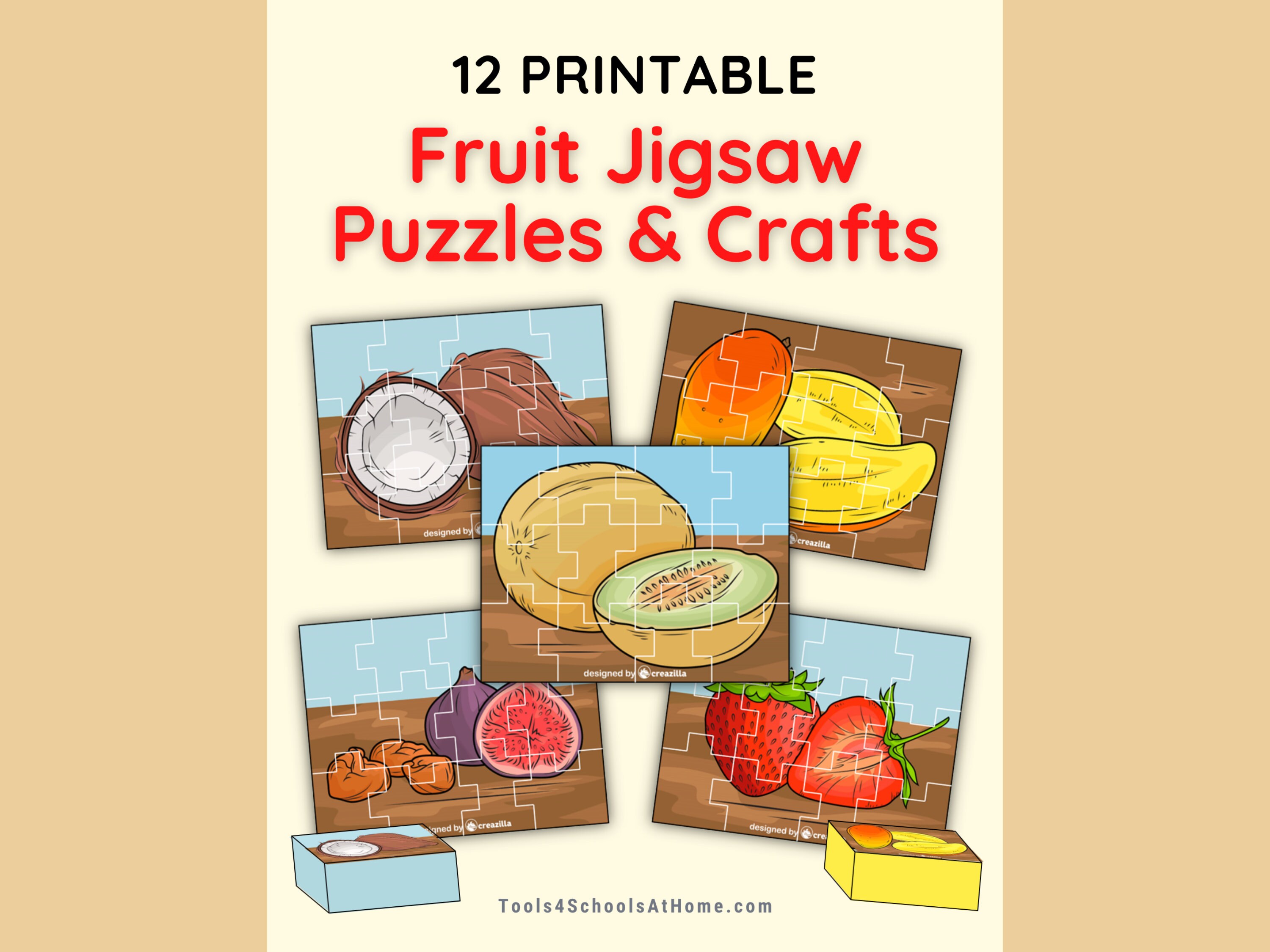 12 Printable Fruit Jigsaw Puzzles &amp; Miniature Storage Boxes - Etsy