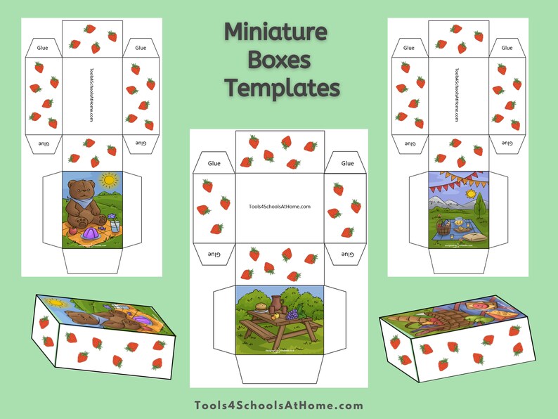 8 Picnic Printable Jigsaw Puzzles and Miniature Boxes Etsy