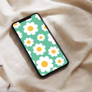 Retro Flower Phone Wallpaper- Aesthetic Phone Screen Saver- Instant Download, iPhone and Android, Retro Floral High-Quality Phone Background