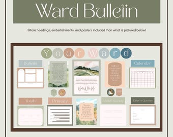 Editable LDS Ward Bulletin Kit | Canva Template | Church Bulletin Board Set | Latter-day Saint Ward Decor
