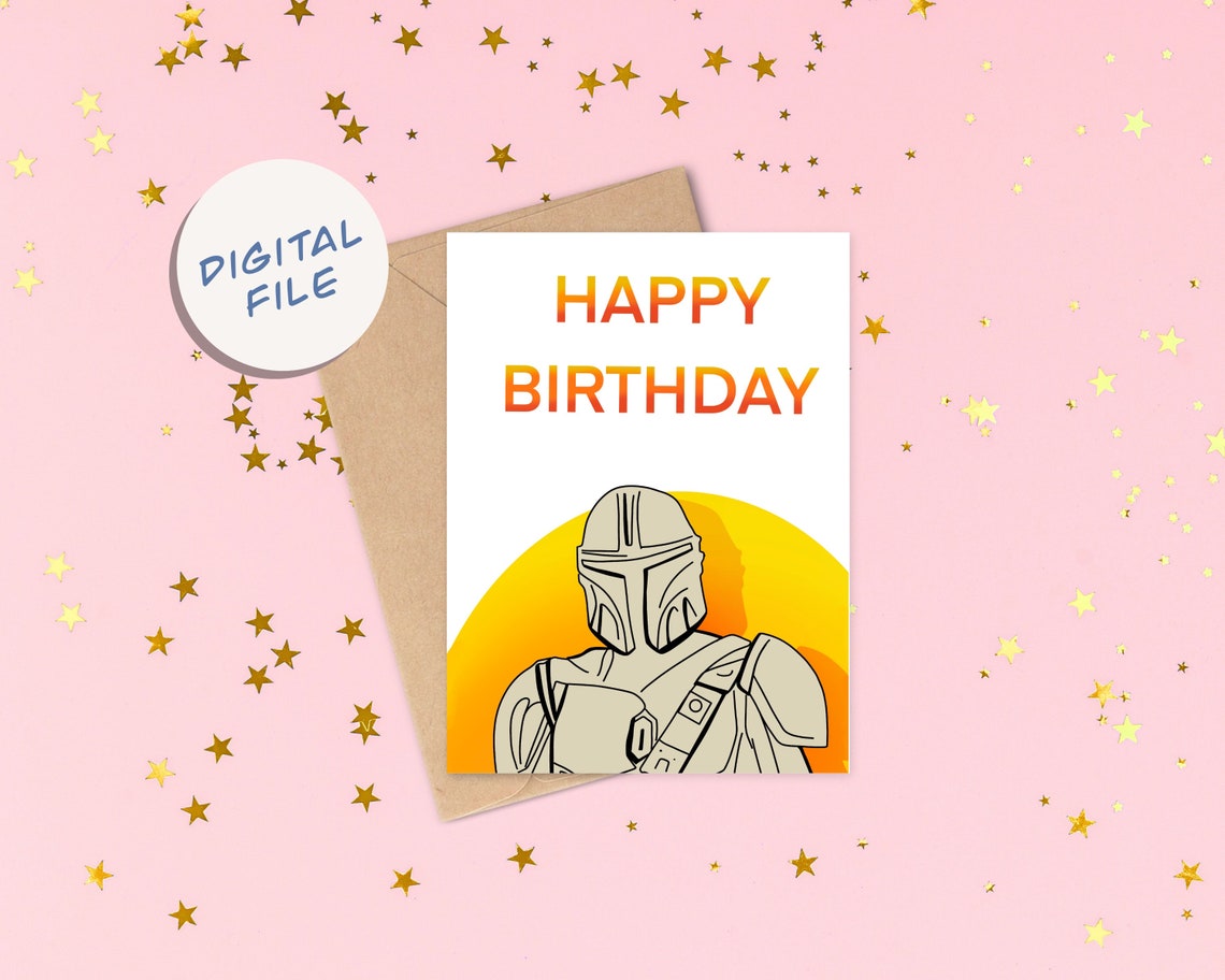 Digital MANDALORIAN Birthday Card | Etsy